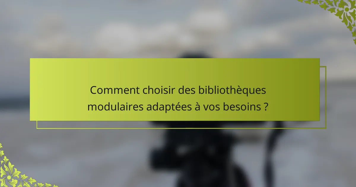 Comment choisir des bibliothèques modulaires adaptées à vos besoins ?