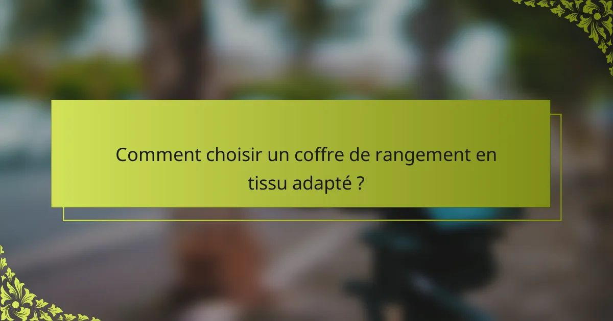 Comment choisir un coffre de rangement en tissu adapté ?