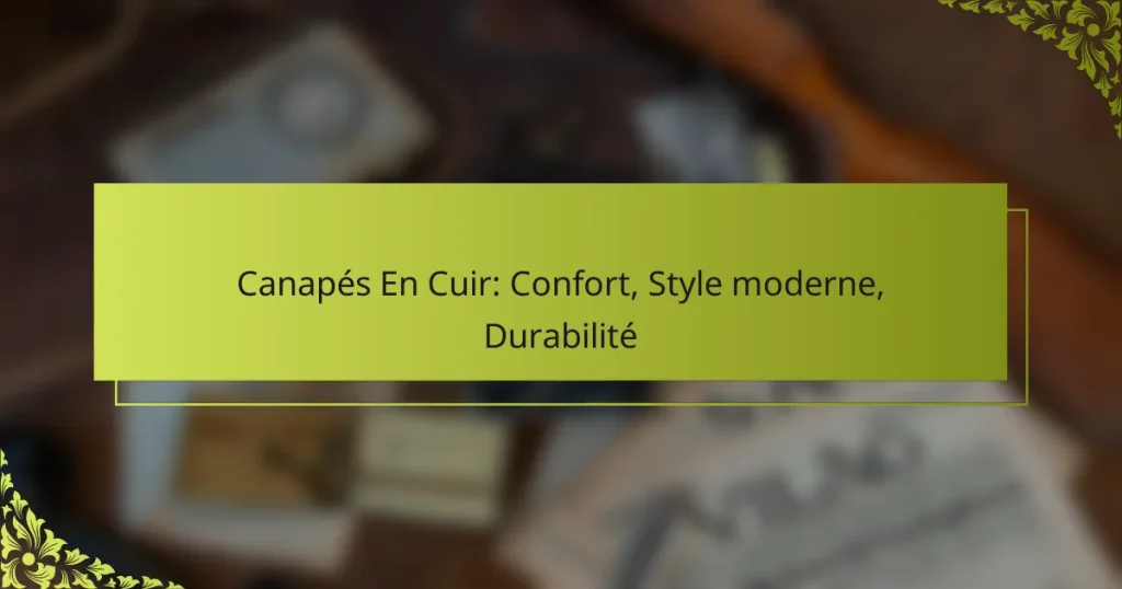 Canapés En Cuir: Confort, Style moderne, Durabilité