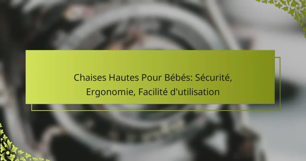 Chaises Hautes Pour Bébés: Sécurité, Ergonomie, Facilité d’utilisation