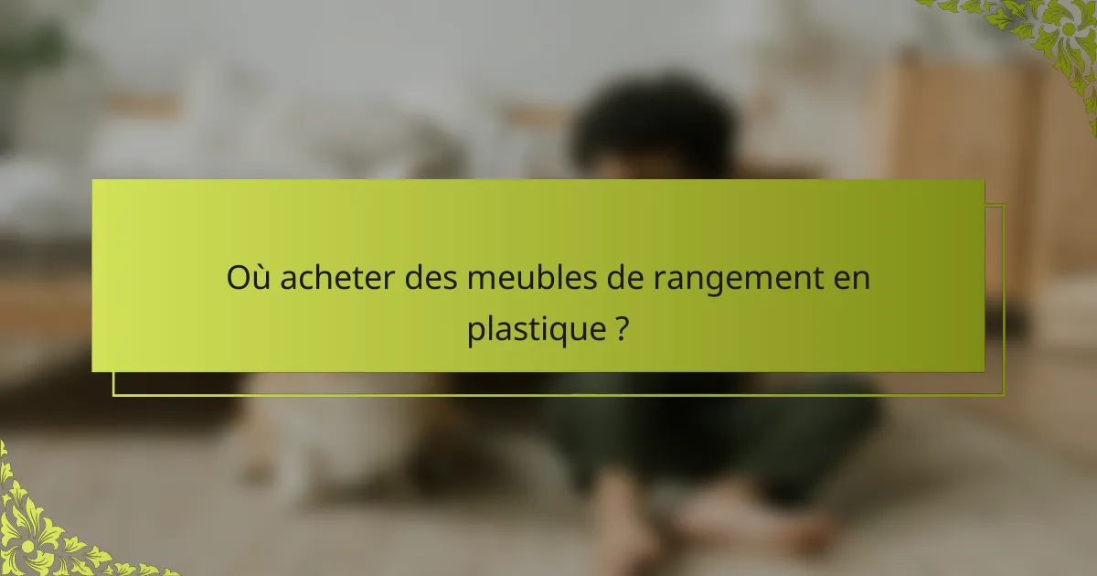 Où acheter des meubles de rangement en plastique ?
