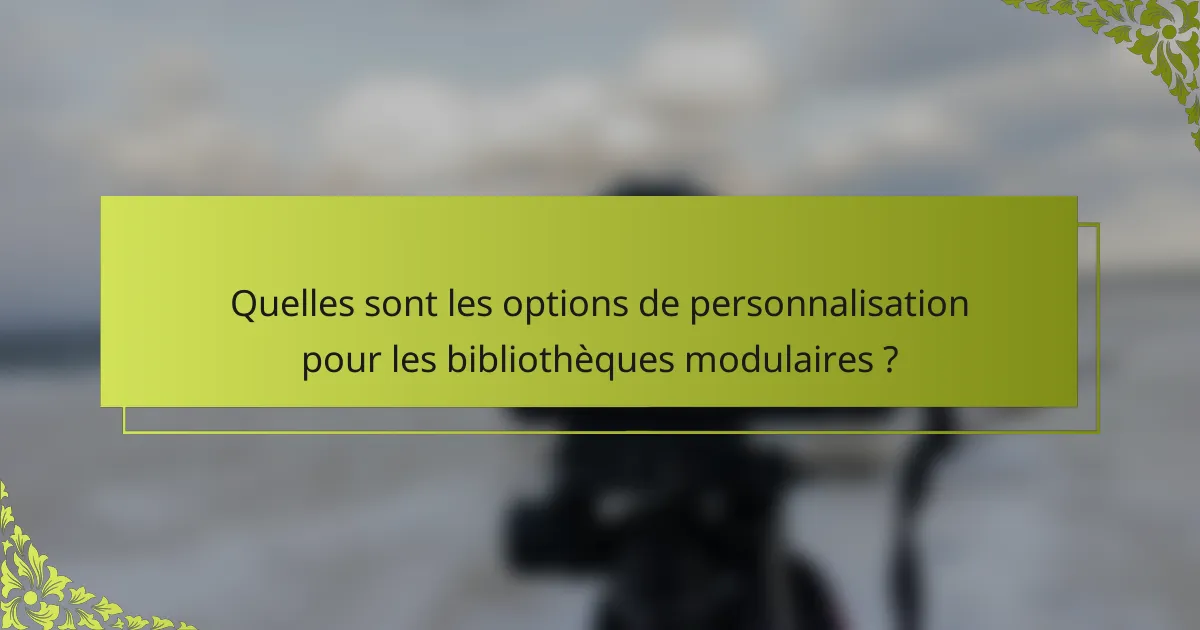 Quelles sont les options de personnalisation pour les bibliothèques modulaires ?