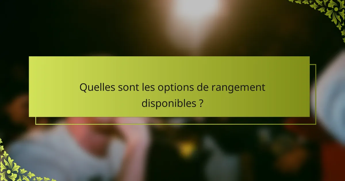Quelles sont les options de rangement disponibles ?