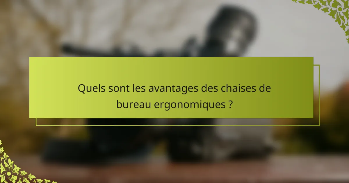 Quels sont les avantages des chaises de bureau ergonomiques ?