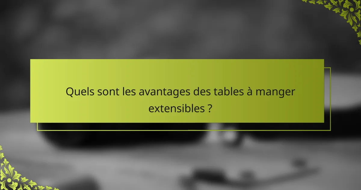 Quels sont les avantages des tables à manger extensibles ?